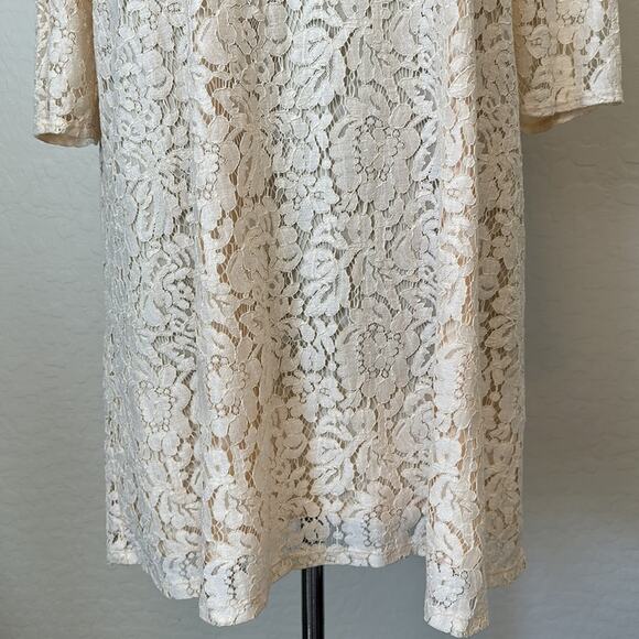 Wrangler Western Style Lace Layered Mini Dress Cream Sz XXL Cowgirl Neutral - Picture 6 of 12